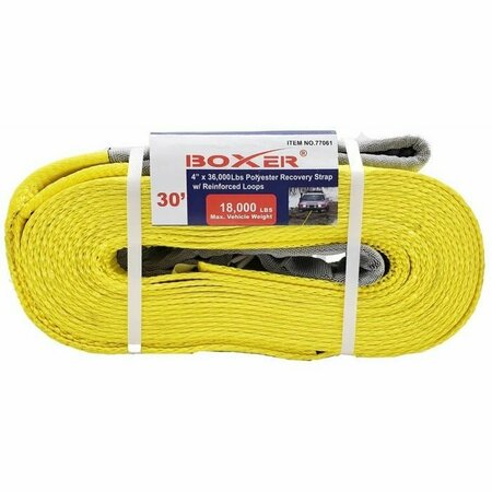 BOXER TOOLS 4-inch x 30 36000 lbs Polyester Recovery Strap w/Reinforced Loops,  77061